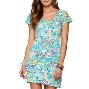 Lilly Pulitzer Daniella Dress M Resort White Sea Soiree Blue Green Casual Beachy